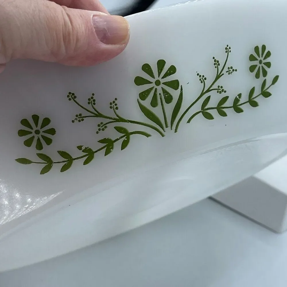 Vintage Glasbake USA milk glass divided serving dish.